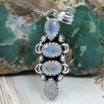 Rainbow Moonstone 1.5" 925 Sterling Silver Pendant (REXT20-249)