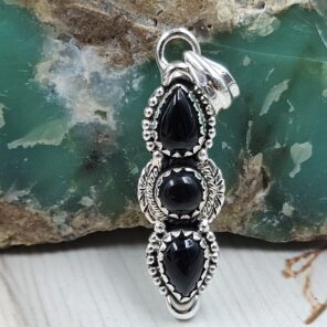Black Onyx 1.5" 925 Sterling Silver Pendant (REXT20-268)