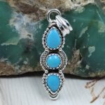 Kingman Turquoise 1.5" 925 Sterling Silver Pendant (REXT20-266)