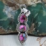 Pink Dahlia Turquoise 1.5" 925 Sterling Silver Pendant (REXT20-267)