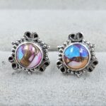 Pink Dahlia Turquoise 925 Sterling Silver Stud Earring (REXT104-14)