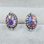 Pink Dahlia Turquoise 925 Sterling Silver Stud Earring (REXT104-16)