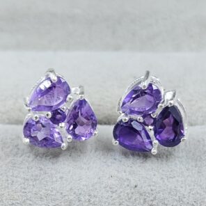 Amethyst 925 Sterling Silver Stud Earring (REXT104-28)