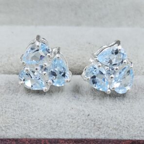 Blue Topaz 925 Sterling Silver Stud Earring (REXT104-31)