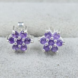 Amethyst 925 Sterling Silver Stud Earring (REXT104-25)
