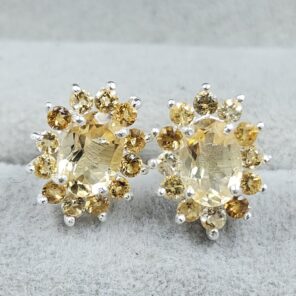 Citrine 925 Sterling Silver Stud Earring (REXT104-18)