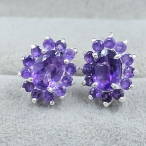 Amethyst 925 Sterling Silver Stud Earring (REXT104-17)
