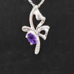 Moissanite Diamond & Amethyst 925 Sterling Silver Pendant (REXT12-156)