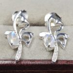 Moissanite Diamond & Rainbow Moonstone 925 Sterling Silver Stud Earring (REXT12-151)