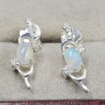 Moissanite Diamond & Ethiopian Opal 925 Sterling Silver Stud Earring (REXT12-152)