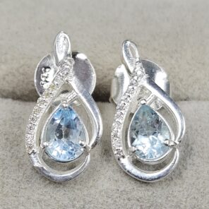 Moissanite Diamond & Blue Topaz 925 Sterling Silver Stud Earring (REXT12-69)