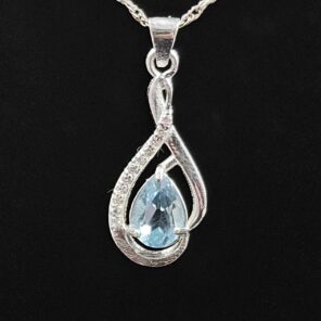 Moissanite Diamond & Blue Topaz 925 Sterling Silver Pendant (REXT12-79)
