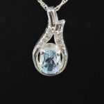Moissanite Diamond & Blue Topaz 925 Sterling Silver Pendant (REXT12-128)