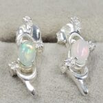 Moissanite Diamond & Ethiopian Opal 925 Sterling Silver Stud Earring (REXT12-117)