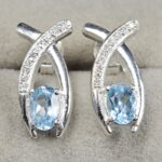 Moissanite Diamond & Blue Topaz 925 Sterling Silver Stud Earring (REXT12-133)