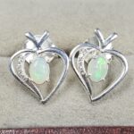 Moissanite Diamond & Ethiopian Opal 925 Sterling Silver Stud Earring (REXT12-96)
