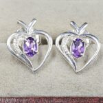 Moissanite Diamond & Amethyst 925 Sterling Silver Stud Earring (REXT12-100)