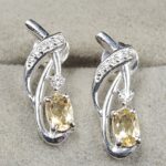 Moissanite Diamond & Citrine 925 Sterling Silver Stud Earring (REXT12-109)