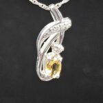 Moissanite Diamond & Citrine 925 Sterling Silver Stud Pendant (REXT12-108)