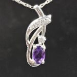 Moissanite Diamond & Amethyst 925 Sterling Silver Stud Pendant (REXT12-107)