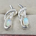 Moissanite Diamond & Ethiopian Opal 925 Sterling Silver Stud Earring (REXT12-110)
