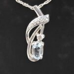 Moissanite Diamond & Blue Topaz 925 Sterling Silver Stud Pendant (REXT12-105)