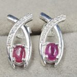 Moissanite Diamond & Ruby 925 Sterling Silver Stud Earring (REXT12-149)