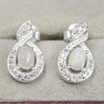 Moissanite Diamond & Ethiopian Opal 925 Sterling Silver Stud Earring (REXT12-150)