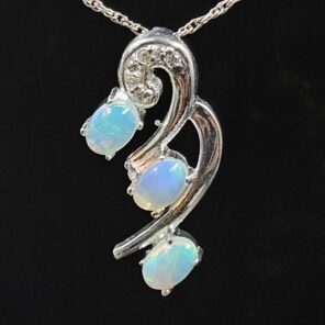 Moissanite Diamond & Ethiopian Opal 925 Sterling Silver Pendant (REXT12-138)