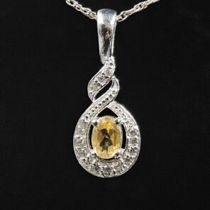 Moissanite Diamond & Citrine 925 Sterling Silver Pendant (REXT12-81)