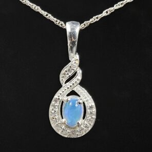 Moissanite Diamond & Ethiopian Opal 925 Sterling Silver Pendant (REXT12-83)