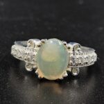 Moissanite Diamond & Ethiopian Opal 925 Sterling Silver Ring (REXT9-7)