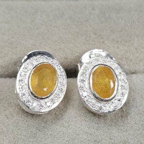 Moissanite Diamond & Citrine 925 Sterling Silver Stud Earring (REXT12-88)