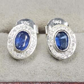 Moissanite Diamond & Tanzanite 925 Sterling Silver Stud Earring (REXT12-89)