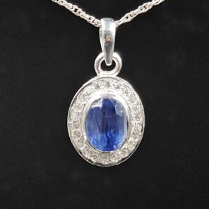 Moissanite Diamond & Tanzanite 925 Sterling Silver Pendant (REXT12-90)