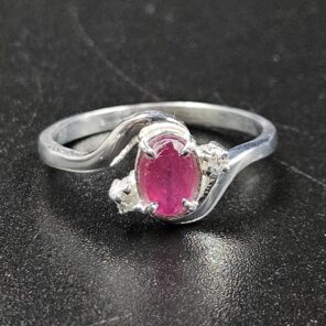 Moissanite Diamond & Ruby 925 Sterling Silver Ring (REXT9-12)