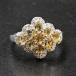 Moissanite Diamond & Citrine 925 Sterling Silver Ring (REXT9-22)