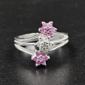 Moissanite Diamond & Ruby 925 Sterling Silver Ring (REXT9-13)