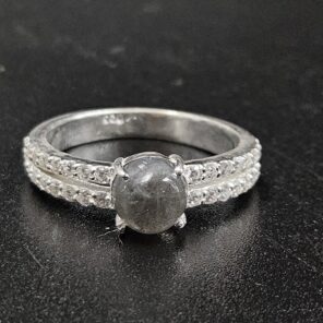 Moissanite Diamond & Labradorite 925 Sterling Silver Ring (REXT9-20)