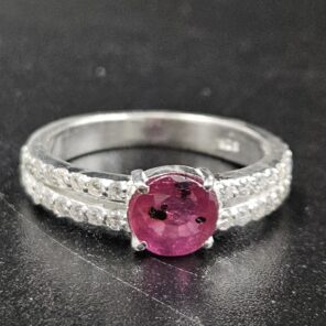 Moissanite Diamond & Ruby 925 Sterling Silver Ring (REXT9-19)