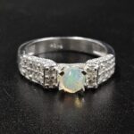 Moissanite Diamond & Ethiopian Opal 925 Sterling Silver Ring (REXT9-17)