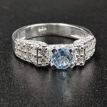 Moissanite Diamond & Blue Topaz 925 Sterling Silver Ring (REXT9-15)