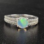 Ethiopian Opal, Moissanite Diamond Jewelry 925 Sterling Silver Ring (REXT9-6)