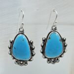 Kingman Turquoise 1.5" 925 Sterling Silver Earring (REXT55-278)