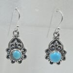 Kingman Turquoise 1.5" 925 Sterling Silver Earring (REXT55-311)