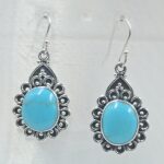 Kingman Turquoise 1.5" 925 Sterling Silver Earring (REXT55-304)