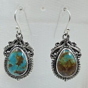 Kingman Turquoise 1.5" 925 Sterling Silver Earring (REXT55-424)