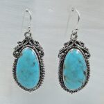 Kingman Turquoise 1.5" 925 Sterling Silver Earring (REXT55-419)