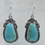 Kingman Turquoise 1.5" 925 Sterling Silver Earring (REXT55-418)