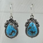 Kingman Turquoise 1.5" 925 Sterling Silver Earring (REXT55-426)